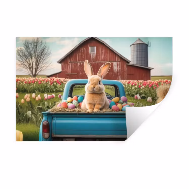 Konijn - Boerderij - Eieren Muursticker klein -3d