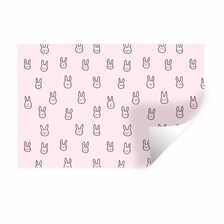 Konijnen - Minimalistisch - Roze Muursticker klein 286 -3d