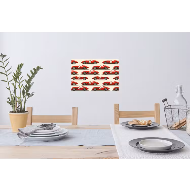 Raceauto - Retro - Rood Muursticker klein 286 -eettafel