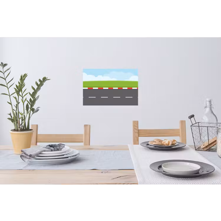 Racebaan - Illustratie - Sport - Kleurrijk Muursticker klein -eettafel