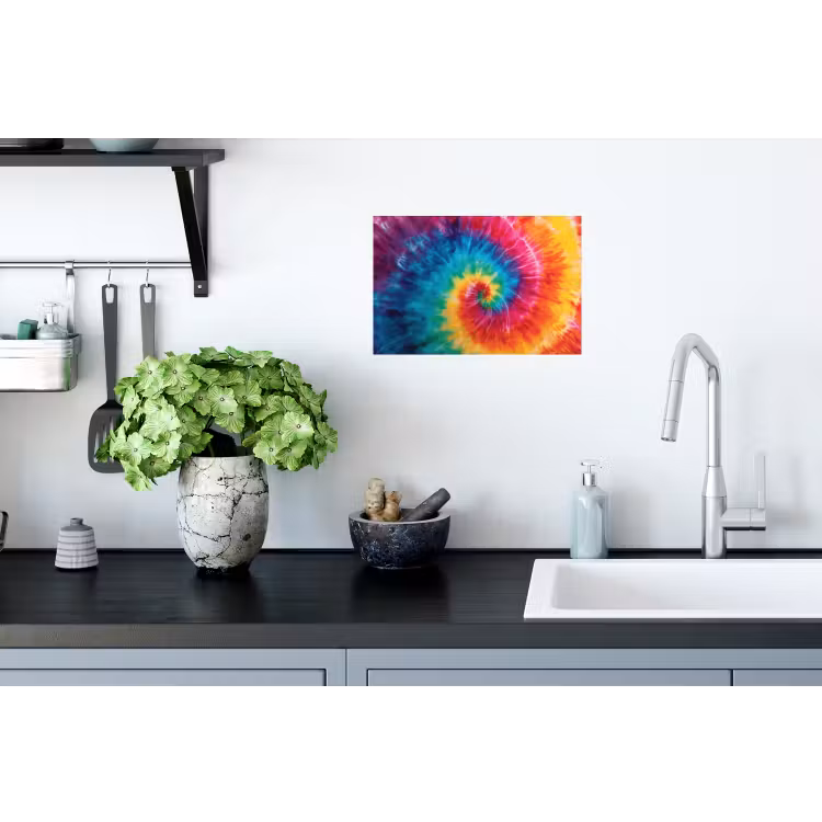 Regenboog - Tie dye - Kleurrijk - Blauw Muursticker klein -keuken