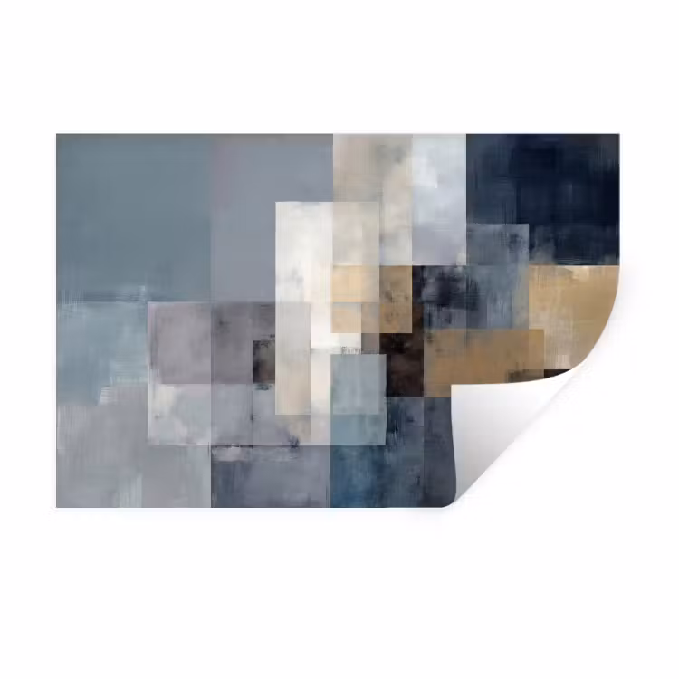 Rechthoeken - Abstract - Blauw Muursticker klein -3d