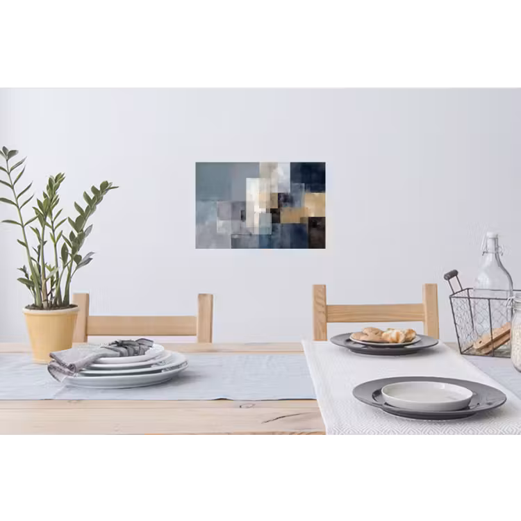 Rechthoeken - Abstract - Blauw Muursticker klein -eettafel