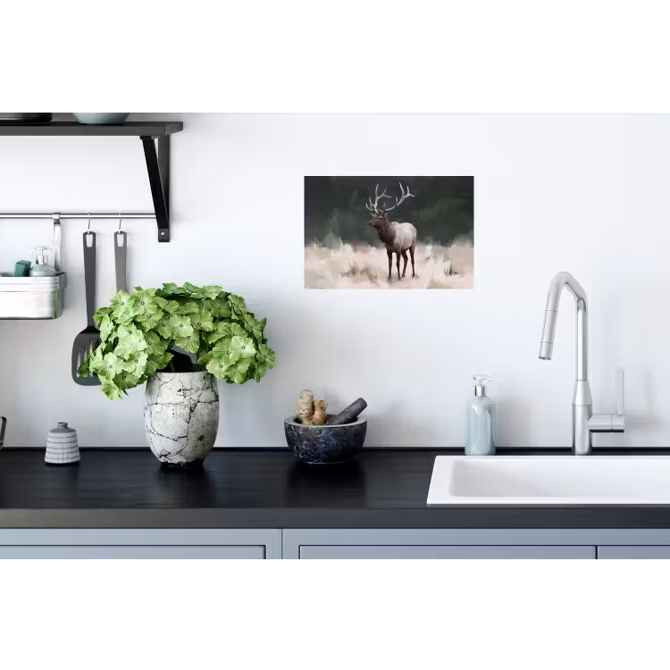 Edelhert - Gewei - Schildering - Rustiek Muursticker klein -keuken