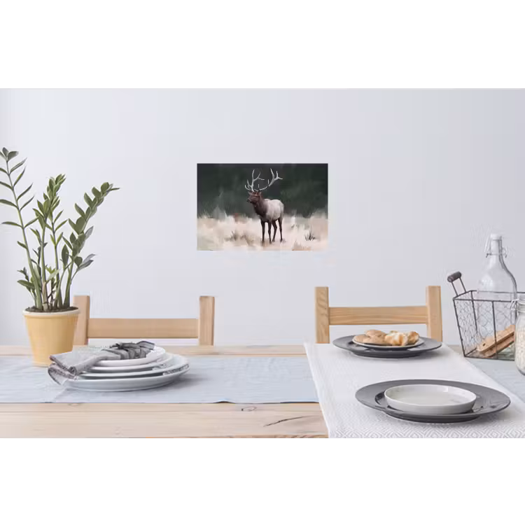 Edelhert - Gewei - Schildering - Rustiek Muursticker klein -eettafel