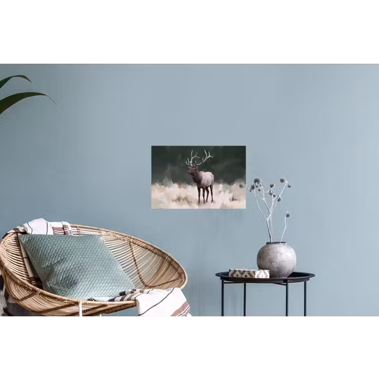 Edelhert - Gewei - Schildering - Rustiek Muursticker klein -plant