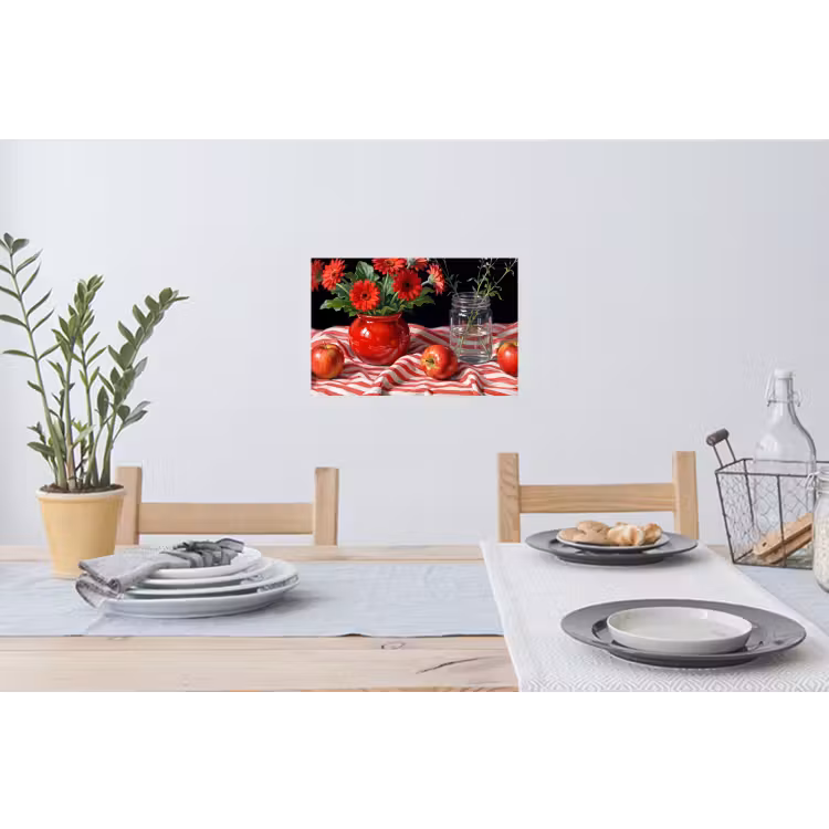 Wall Sticker - Red Flowers - Vase - Rode bloemen - Vaas Muursticker klein