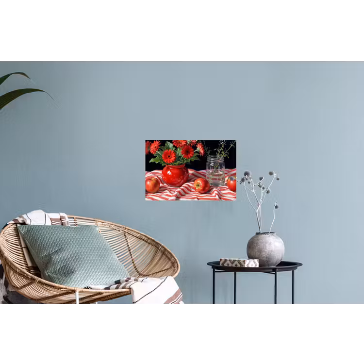 Wall Sticker - Red Flowers - Vase - Rode bloemen - Vaas Muursticker klein