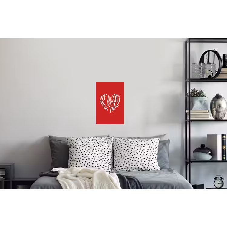 Rood - Hart- Tekst - Valentijn Muursticker klein -slaapkamer