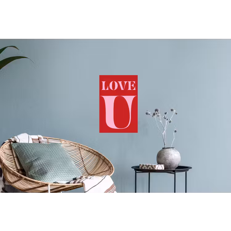 Rood - Love - Valentijn - Roze Muursticker klein -plant