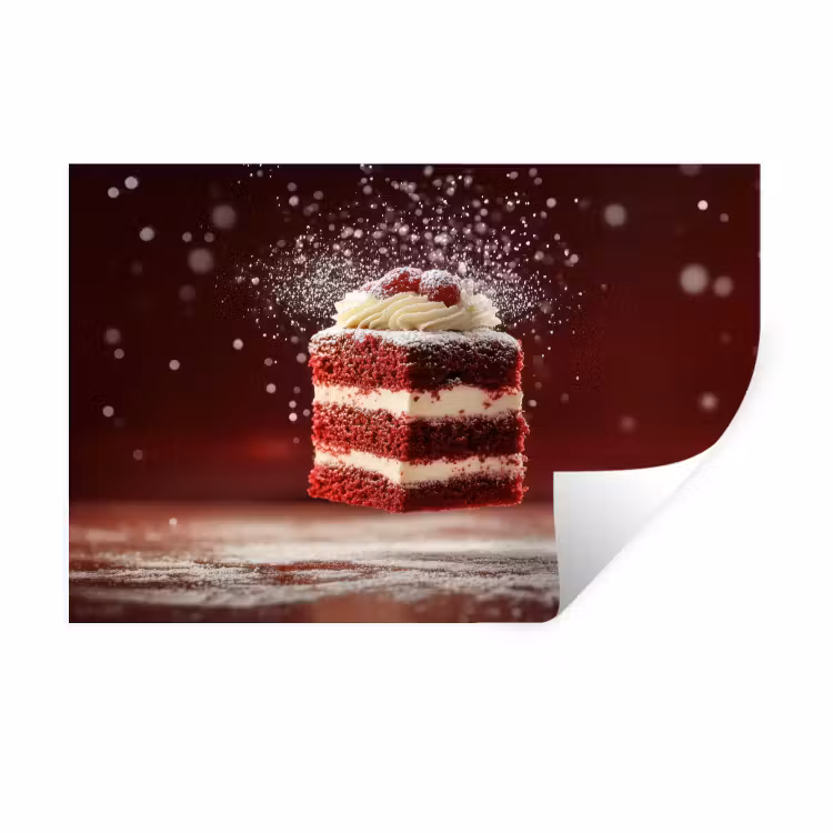 Rode - Velvet - Taart - Eten Muursticker klein -3d