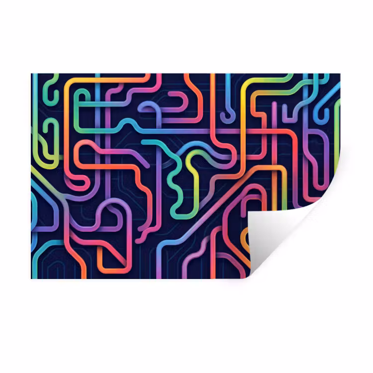 Retro - Abstract - Neon Muursticker klein -3d