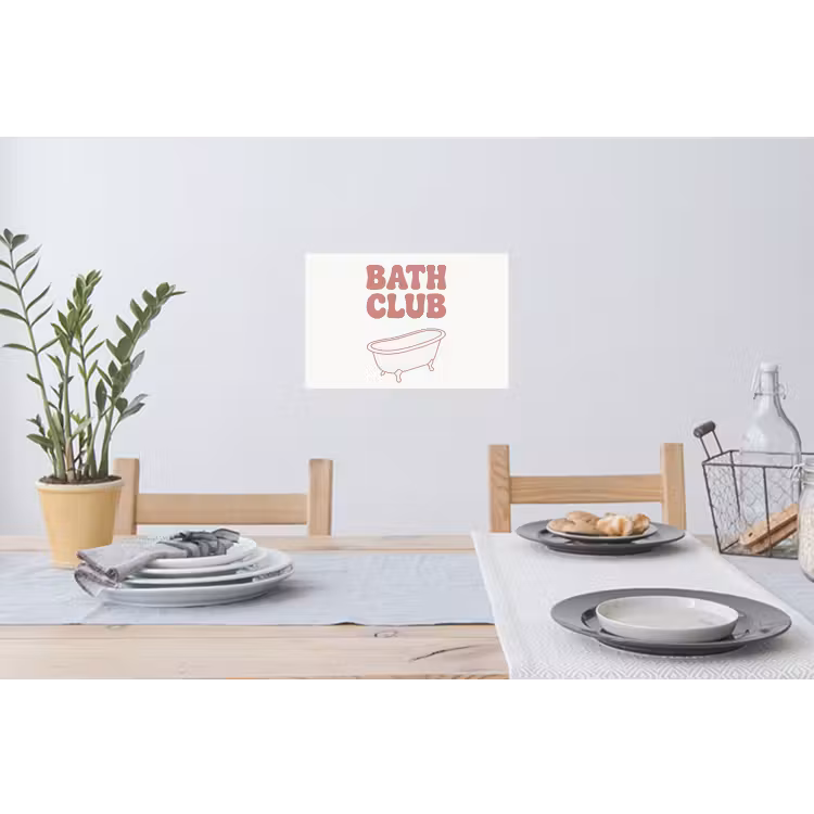 Retro - Bad - Roze Muursticker klein -eettafel