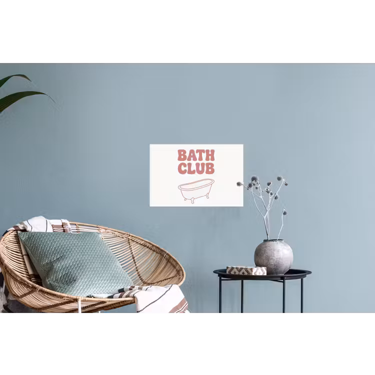 Retro - Bad - Roze Muursticker klein -plant