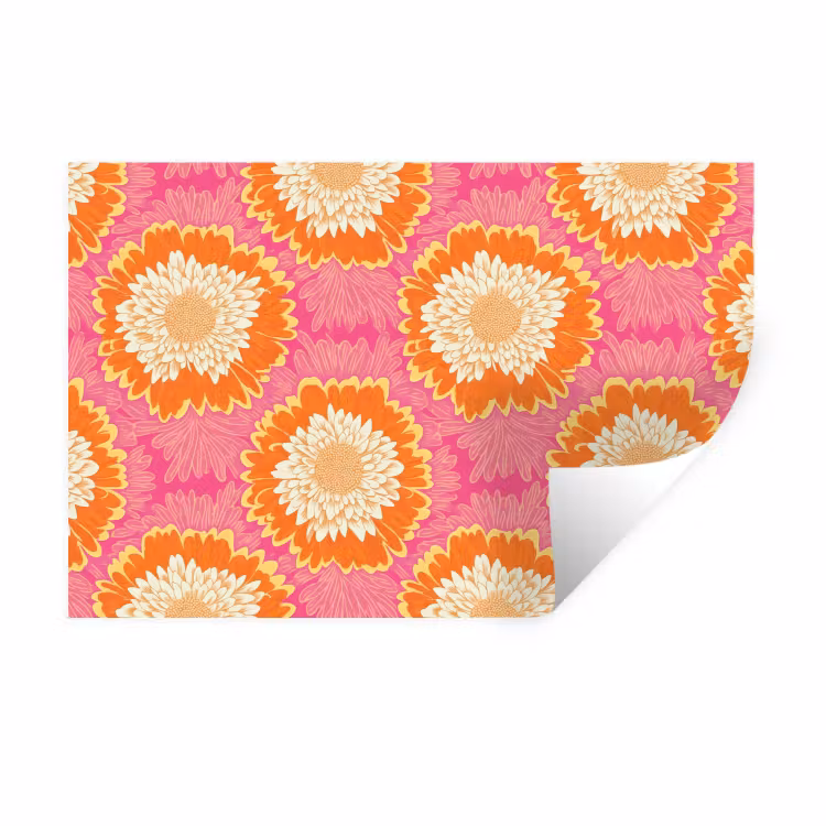 Retro - Bloemen - Kleurrijk Muursticker klein 286 -3d