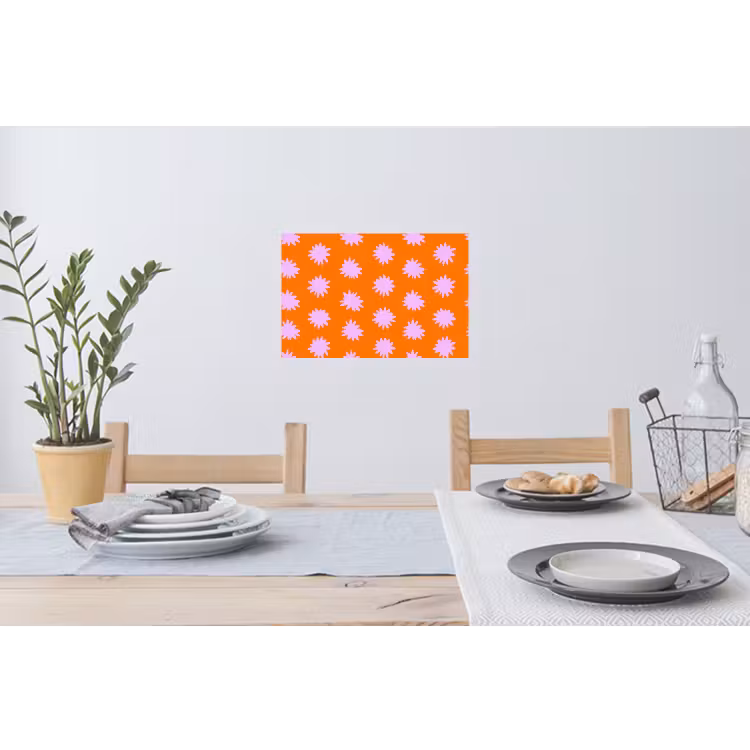 Retro - Bloemen - Oranje Muursticker klein 286 -eettafel