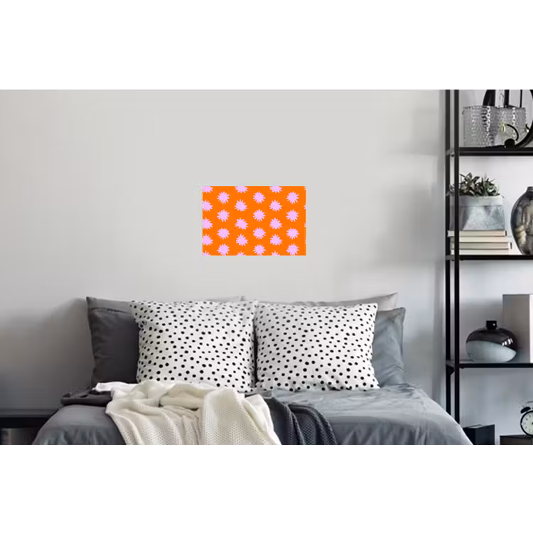 Retro - Bloemen - Oranje Muursticker klein 286 -slaapkamer