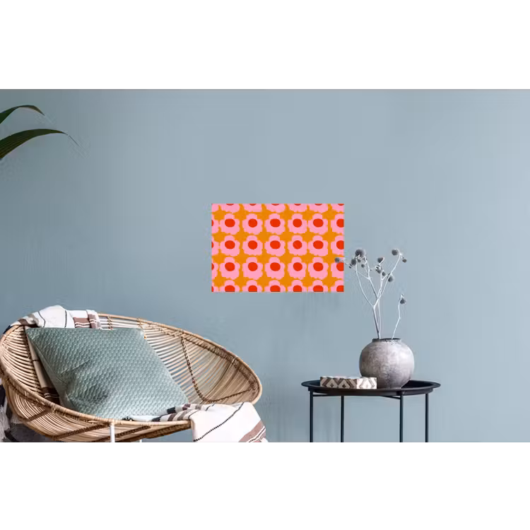 Retro - Bloemen - Roze Muursticker klein 286 -plant