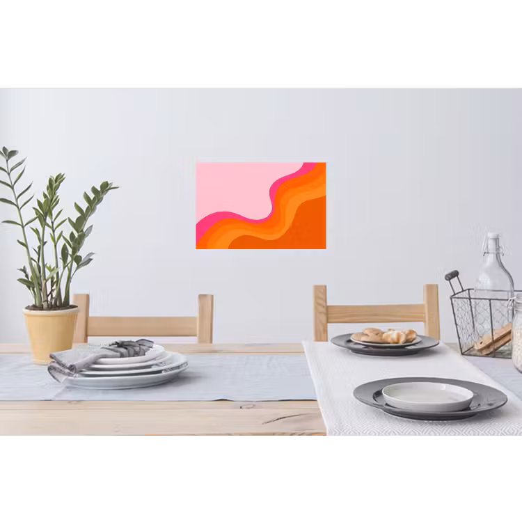 Retro - Waves - Kleurrijk Muursticker klein -eettafel