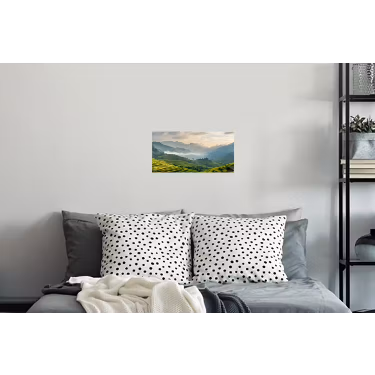 Rijstvelden - Bergen - Groen - Natuur Muursticker klein -slaapkamer