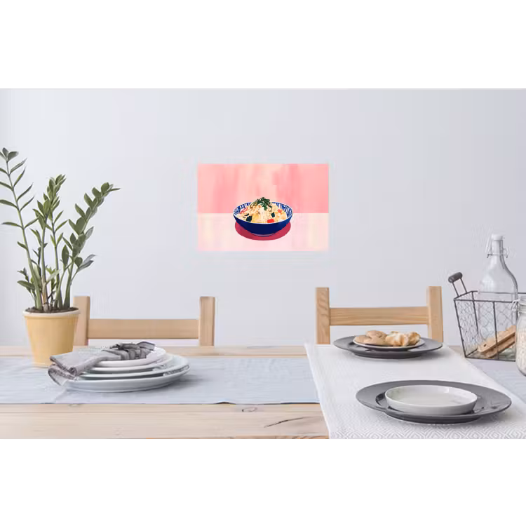 Rijst - Illustratie - Kom - Groente Muursticker klein -eettafel