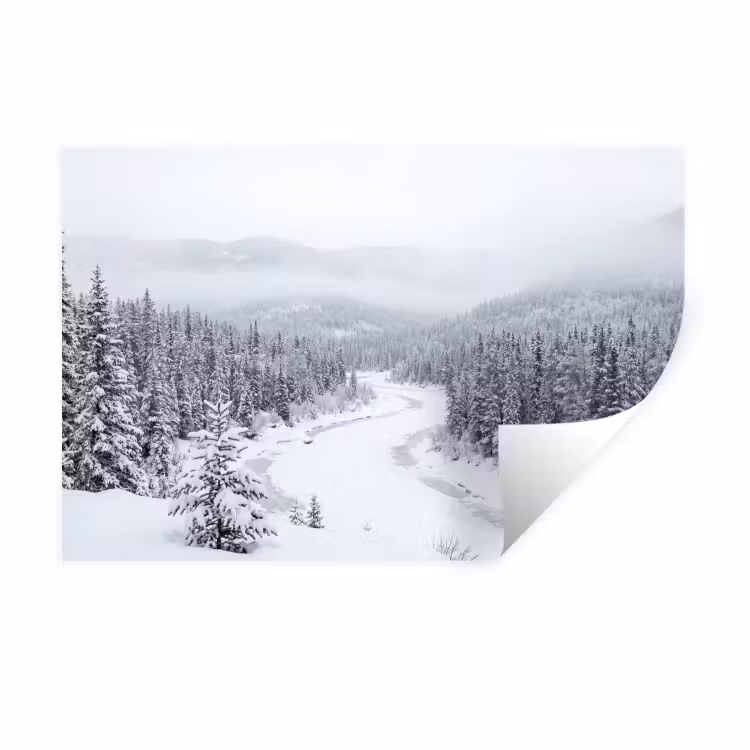 Rivier - Bevroren - Landschap - Winter Muursticker klein -3d