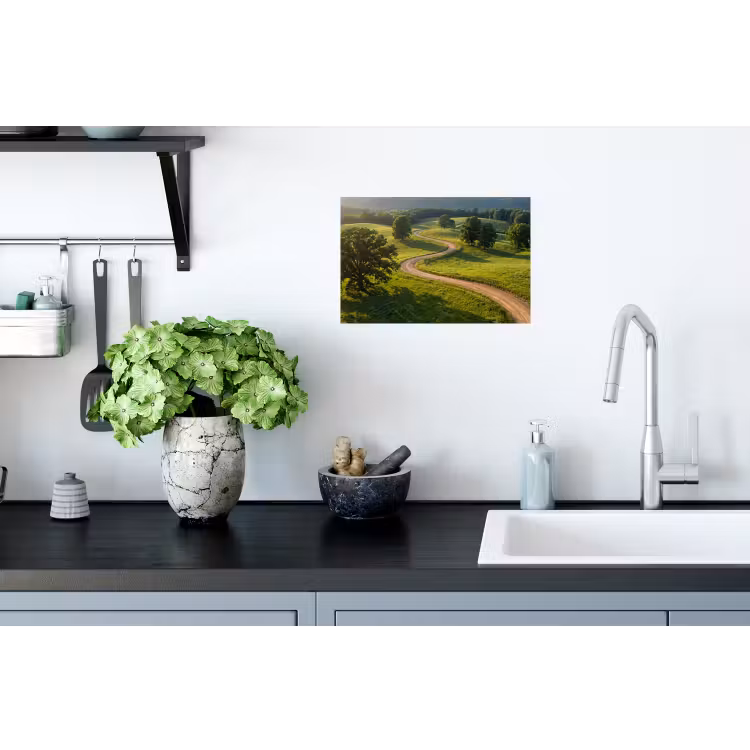 Weg - Weide - Natuur - Groen Muursticker klein -keuken