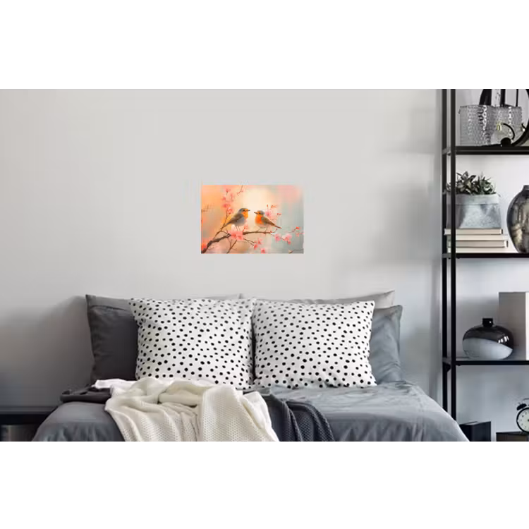 Roodborstjes - Sierlijk - Bloesemtak Muursticker klein -slaapkamer
