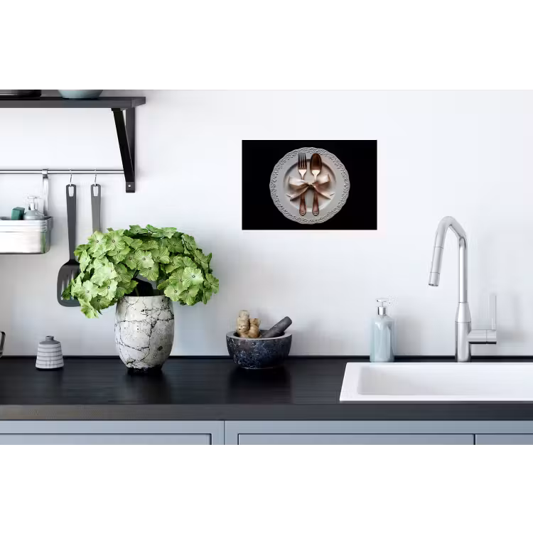 Rose - Strik - Bestek Muursticker klein -keuken