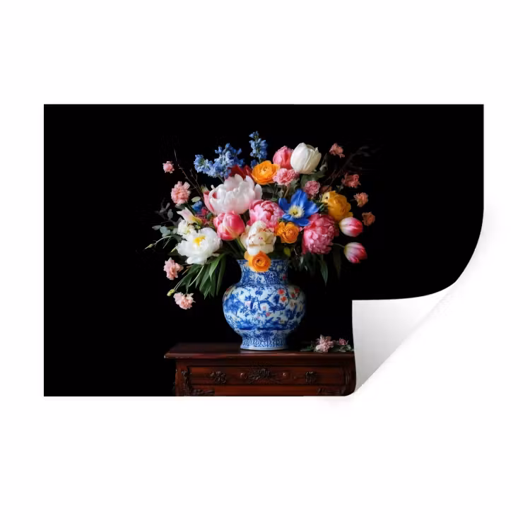 Rozen - Bloemen - Vaas - Boeket Muursticker klein -3d