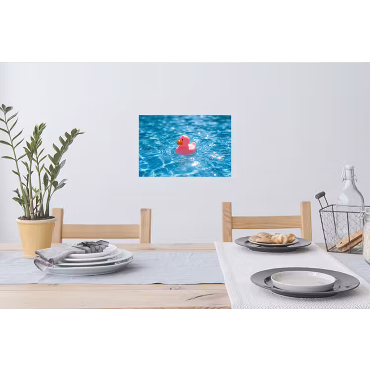 Badeend - Dobberend - Roze Muursticker klein -eettafel