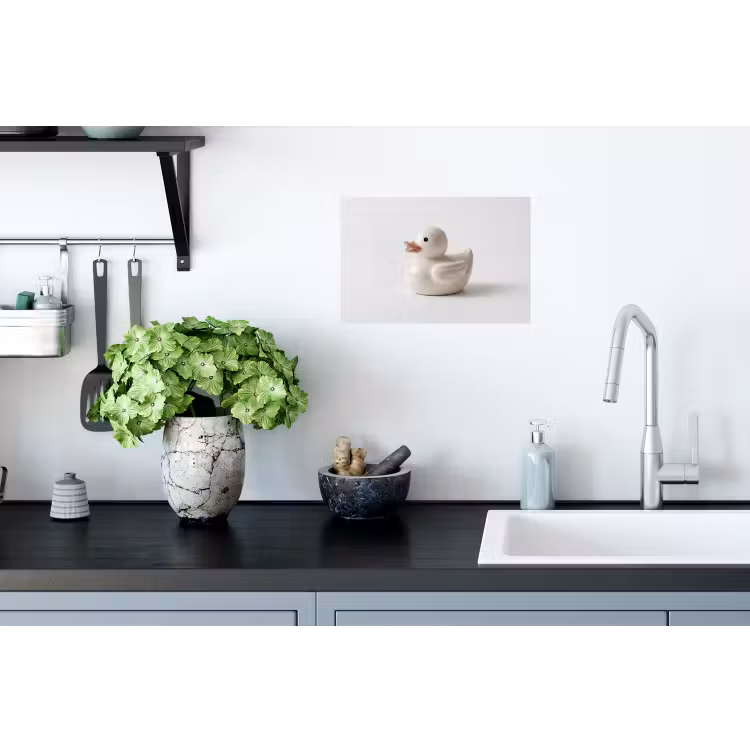Badeend - Minimalistisch - Wit Muursticker klein -keuken
