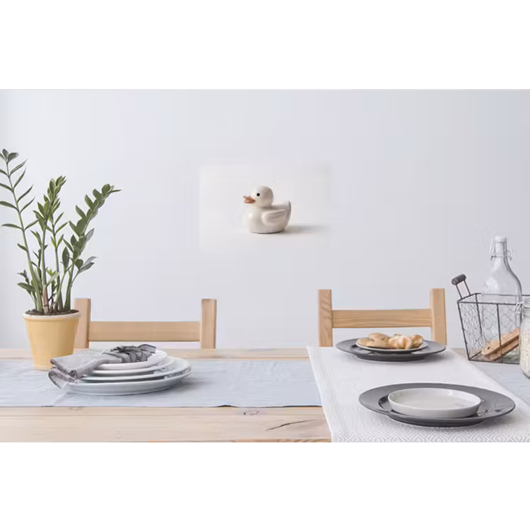 Badeend - Minimalistisch - Wit Muursticker klein -eettafel