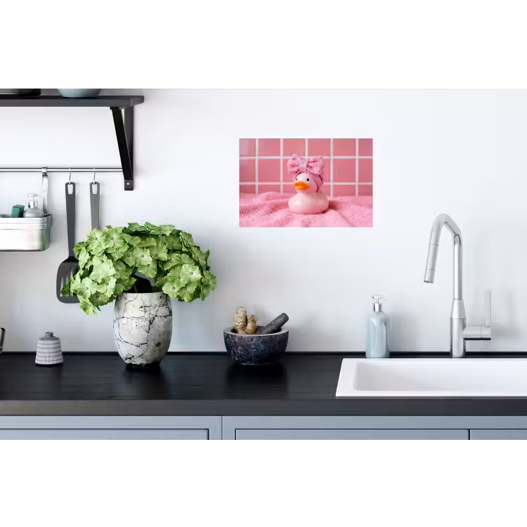 Badeend -Strik - Roze Muursticker klein -keuken