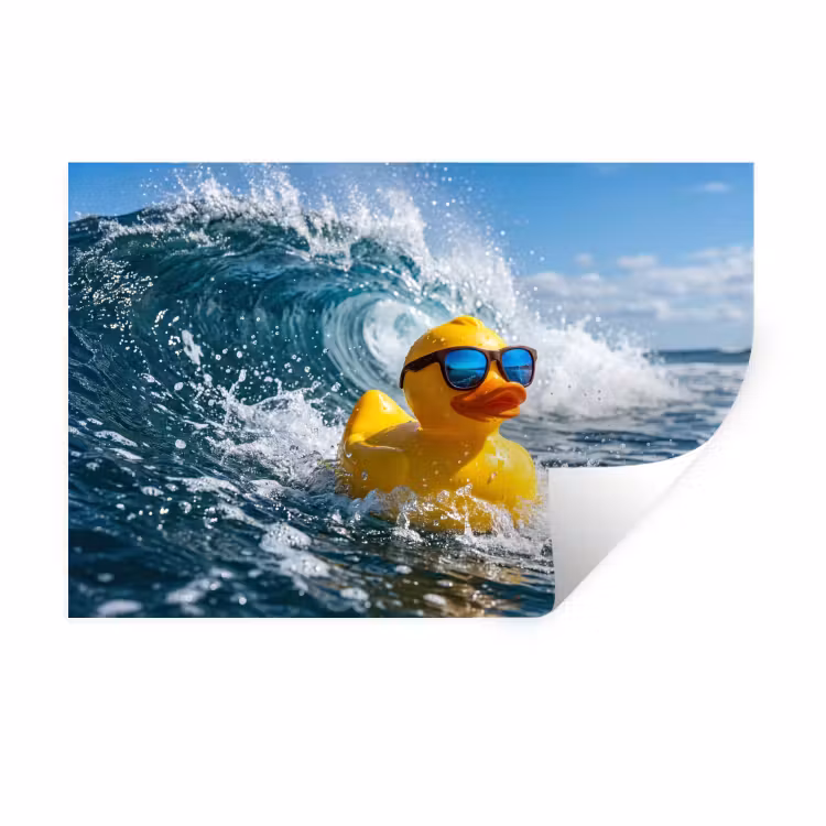 Badeend - Stoer - Golven Muursticker klein -3d