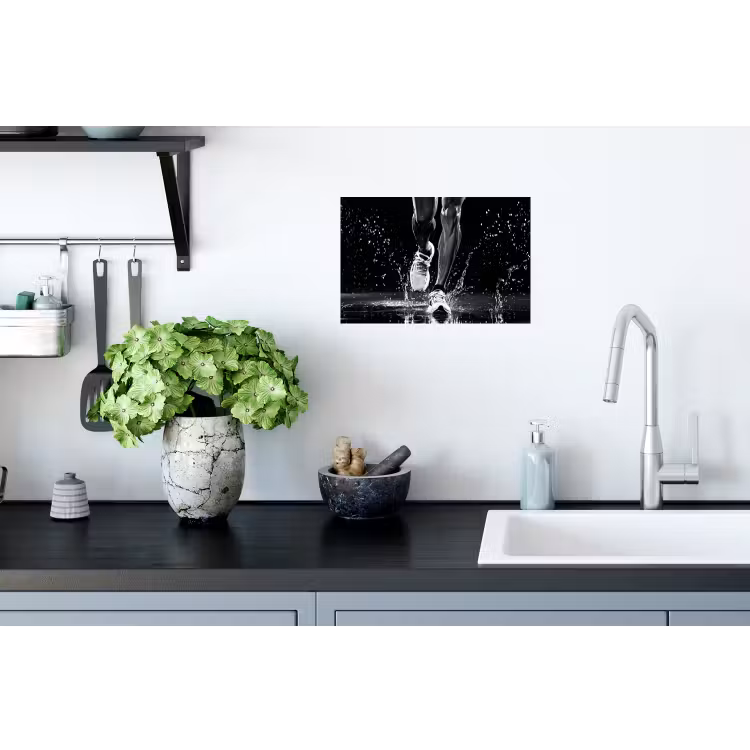 Hardloopschoenen - Rennen - Druppels - Zwart Muursticker klein -keuken