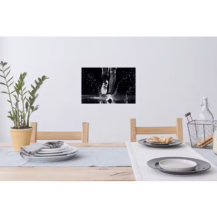Hardloopschoenen - Rennen - Druppels - Zwart Muursticker klein -eettafel