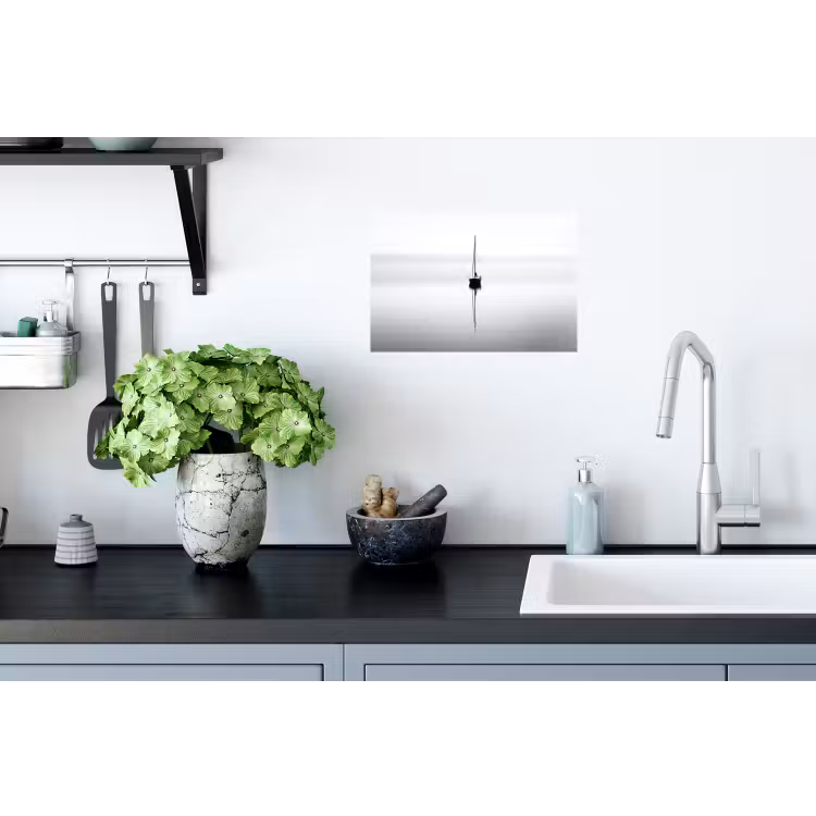 Zeilboot - Zwart - Water - Silhouet Muursticker klein -keuken