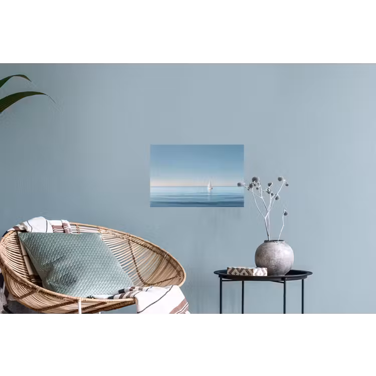 Zeilbootje - Kalme zee - Helderblauwe hemel Muursticker klein -plant