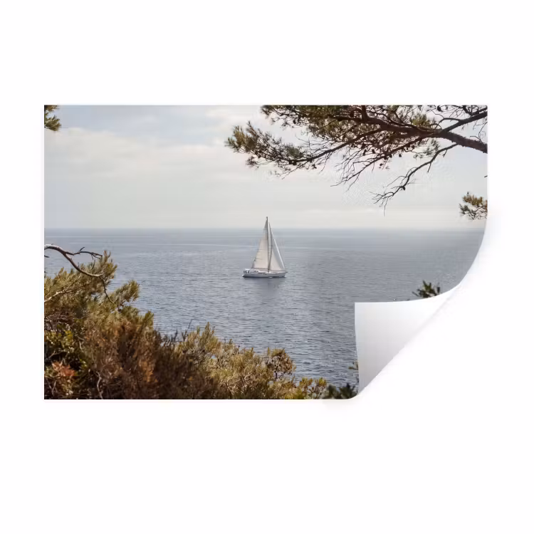 Wall Sticker - Sailboat - trees - water - Zeilboot - bomen - water Muursticker klein