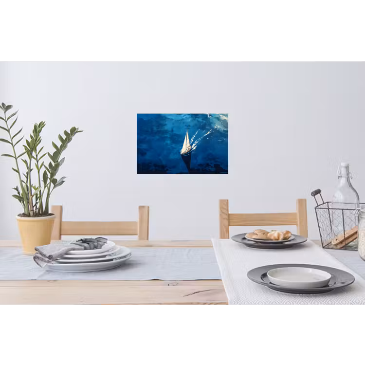 Zeilboot - Water - Abstract - Schaduw Muursticker klein -eettafel