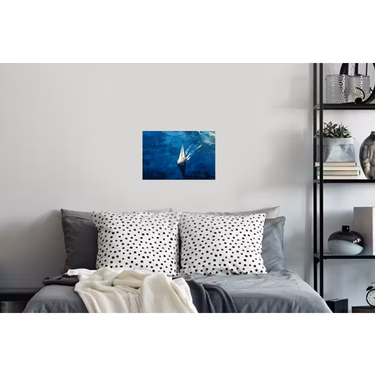 Zeilboot - Water - Abstract - Schaduw Muursticker klein -slaapkamer