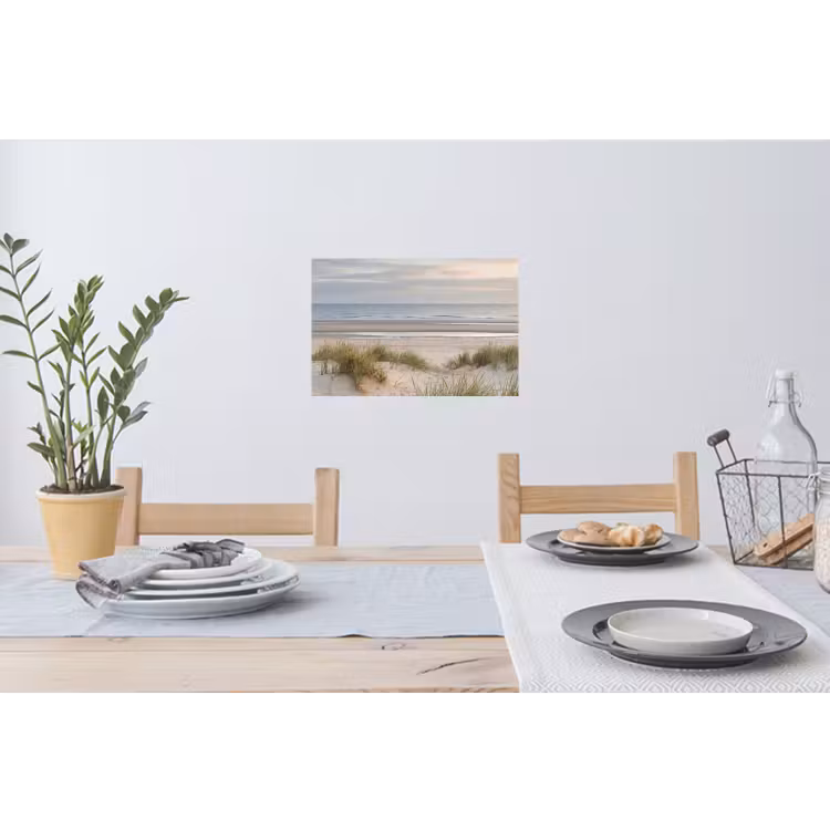 Zandstrand - Bewolkt - Duinen Muursticker klein -eettafel