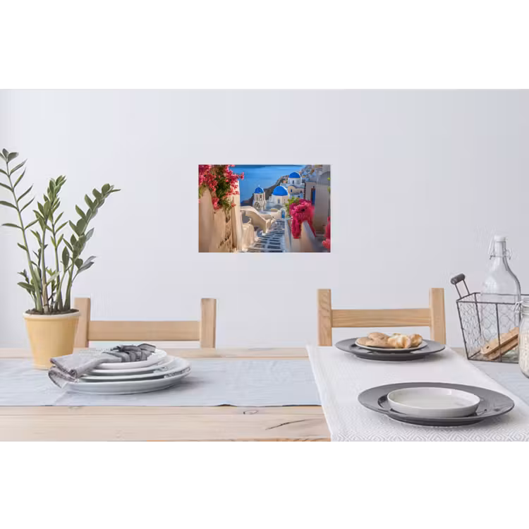 Santorini - Bloemen - Griekenland Muursticker klein -eettafel
