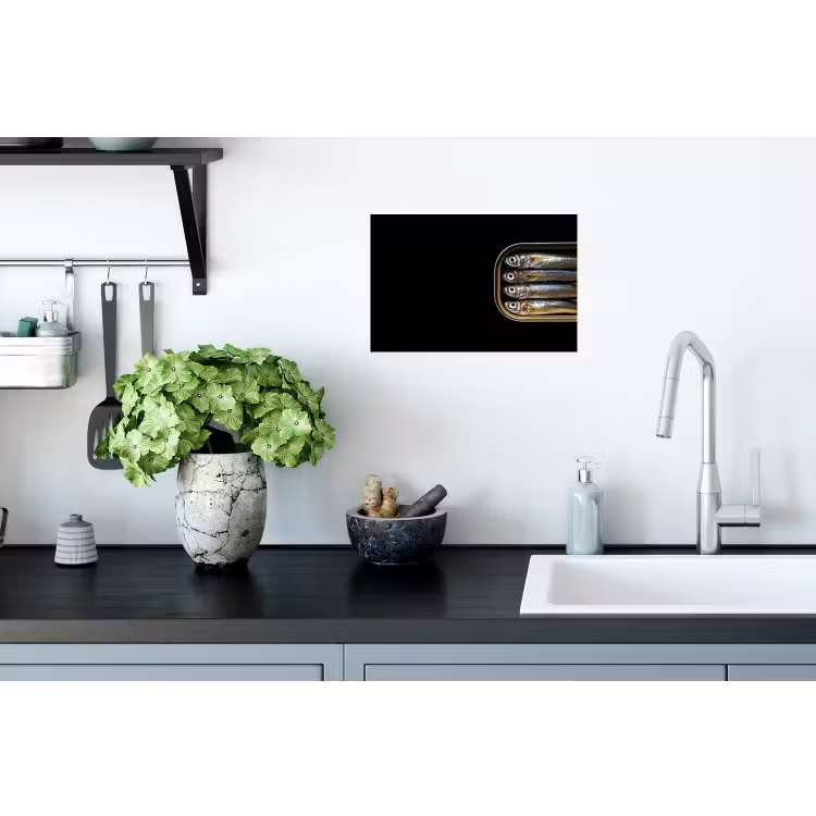 Sardines - Blik - Zwart - Vissen Muursticker klein -keuken