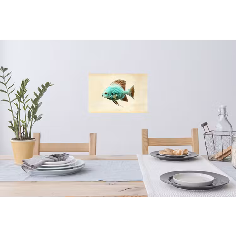 Schubben - Vis - Mint - Minimalistisch Muursticker klein -eettafel