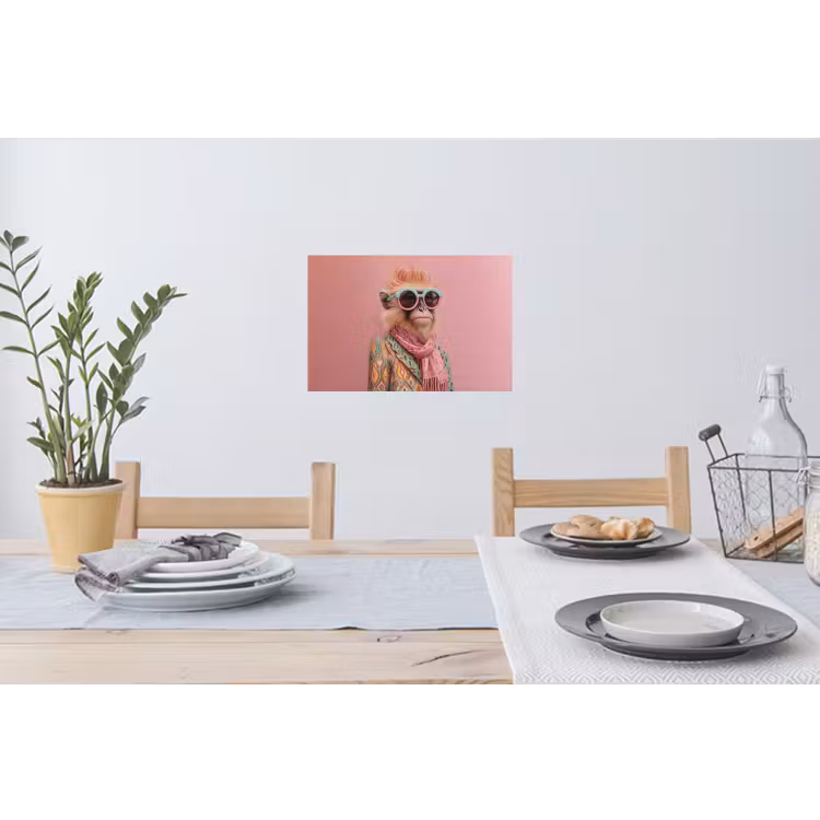 Sjaal - Aap - Zonnebril - Jasje Muursticker klein -eettafel