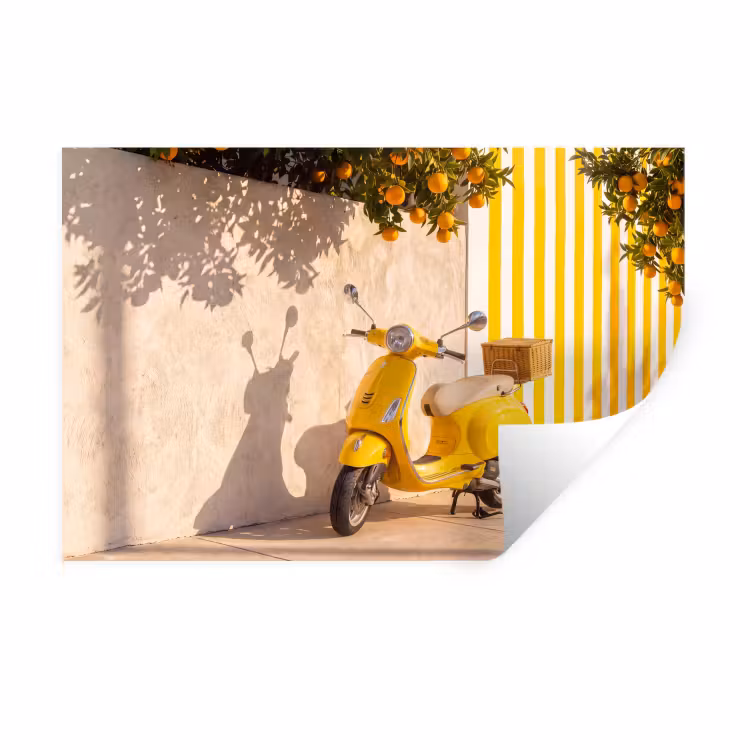 Scooter - Natuur - Zomer - Geel - Mediterraan Muursticker klein -3d