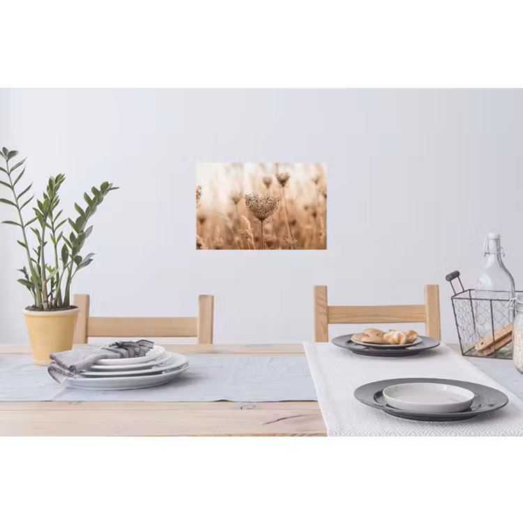 Schermbloem - Droogbloem - Winter - Beige - Minimalistisch Muursticker klein -eettafel