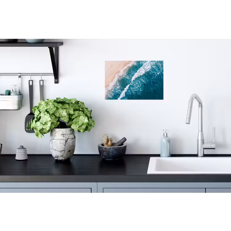 Zee - Strand - Golven - Natuur - Blauw Muursticker klein -keuken